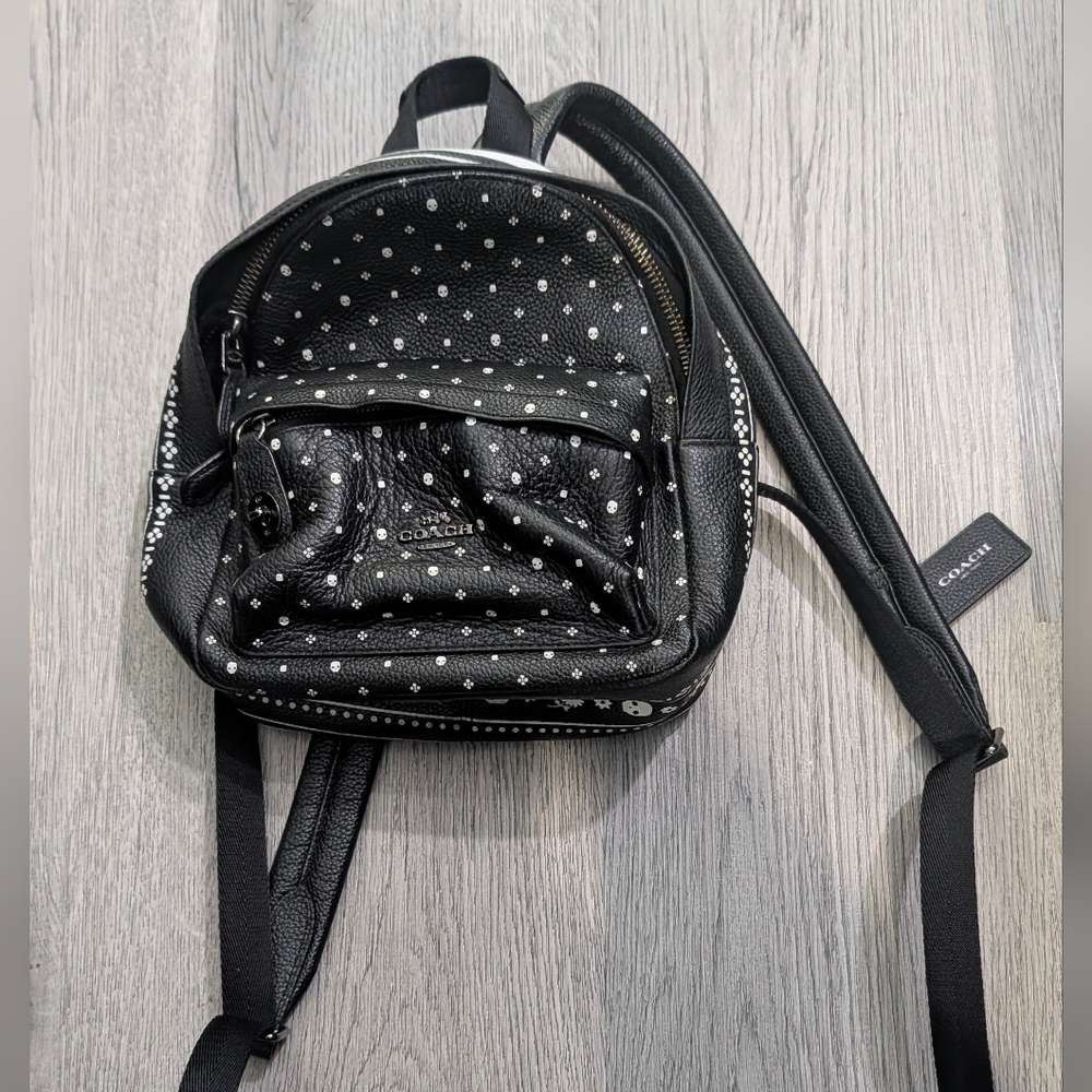 Coach Mini Campus Backpack Skull Bandana Black Leather Rare Goth Punk Y2K Style
